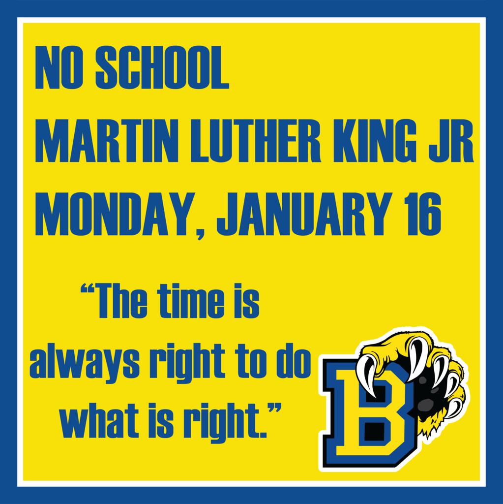 No School MLK Holiday January 16
