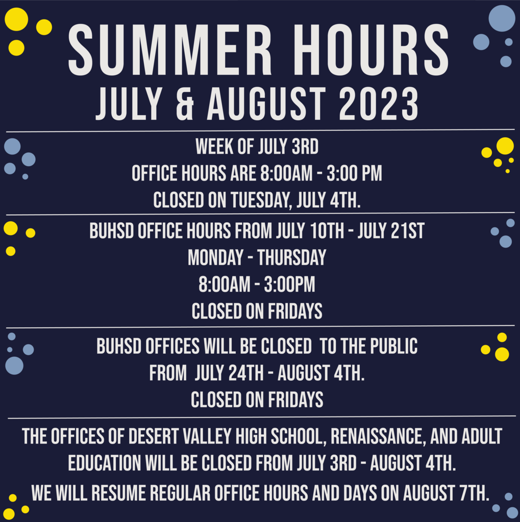 Summer Hours Schedule
